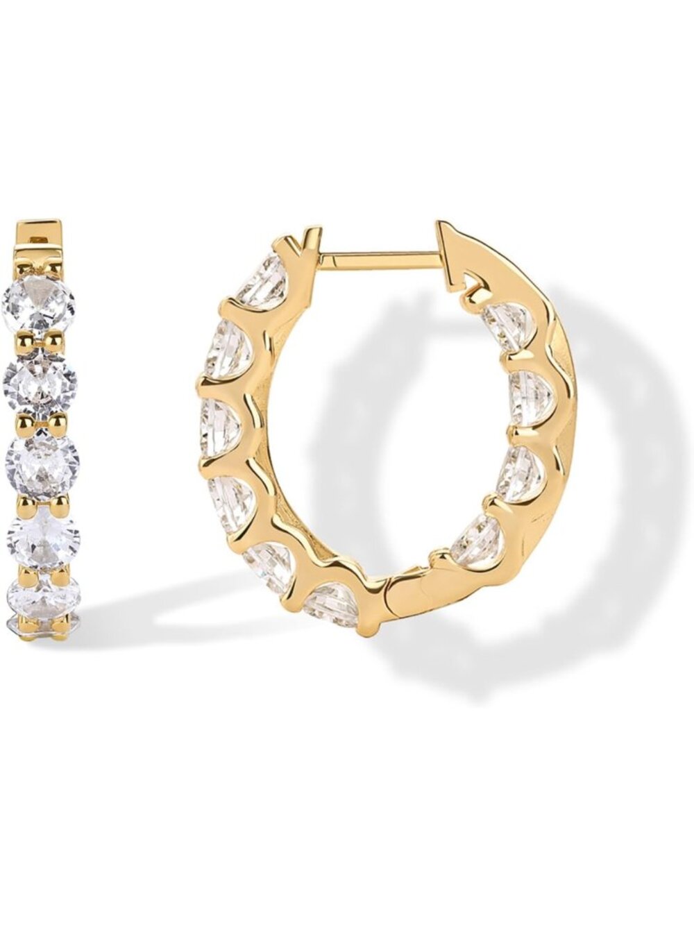 Elegant 14K Gold Plated Hoop Earrings with Sparkling Cubic Zirconia for Women